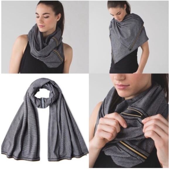 Lululemon Vinyasa Scarf Tonka Stripe Heathered Slate Black - Picture 1 of 6